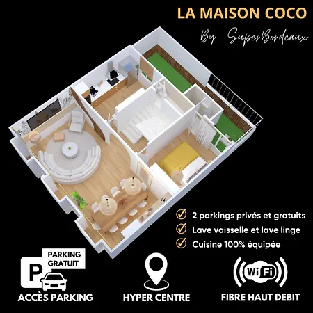 Апартаменты Free Parking - Self Checkin - Wifi - Terrasse - La Maison Coco By Superbordeaux *